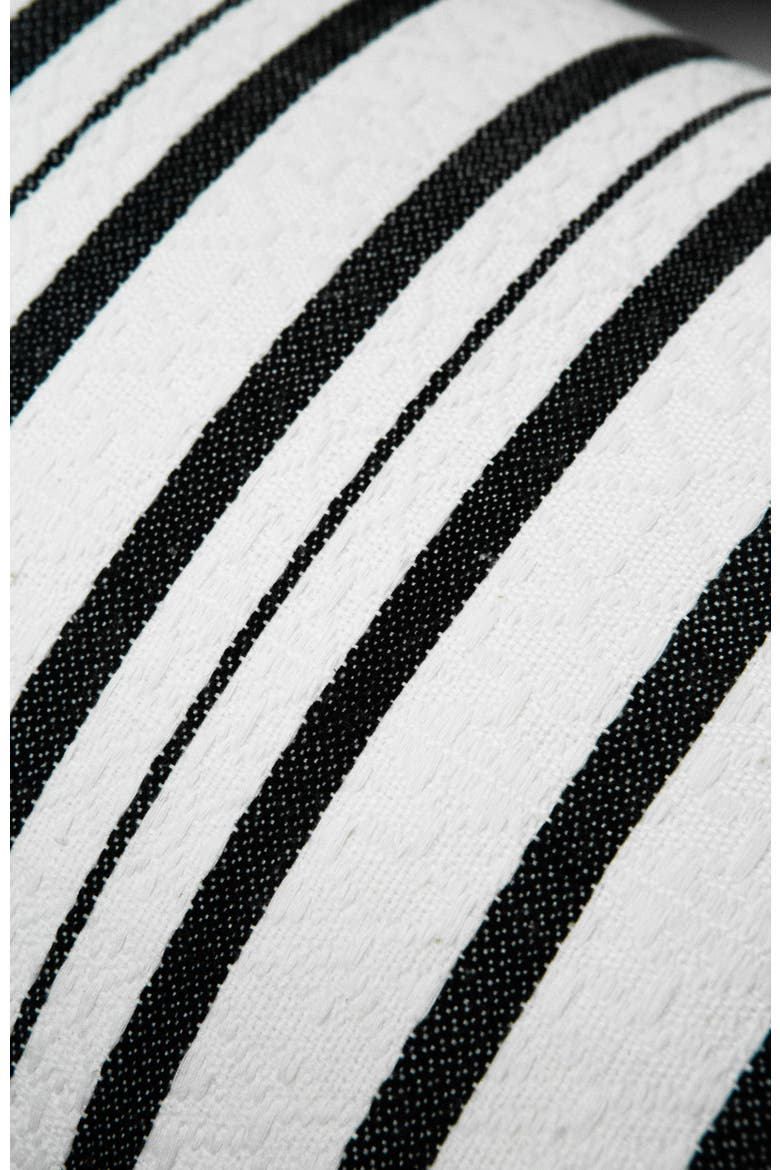 Ana Brocade Striped Handwoven Cotton Square Throw Pillow, Alternate, color, Black & White