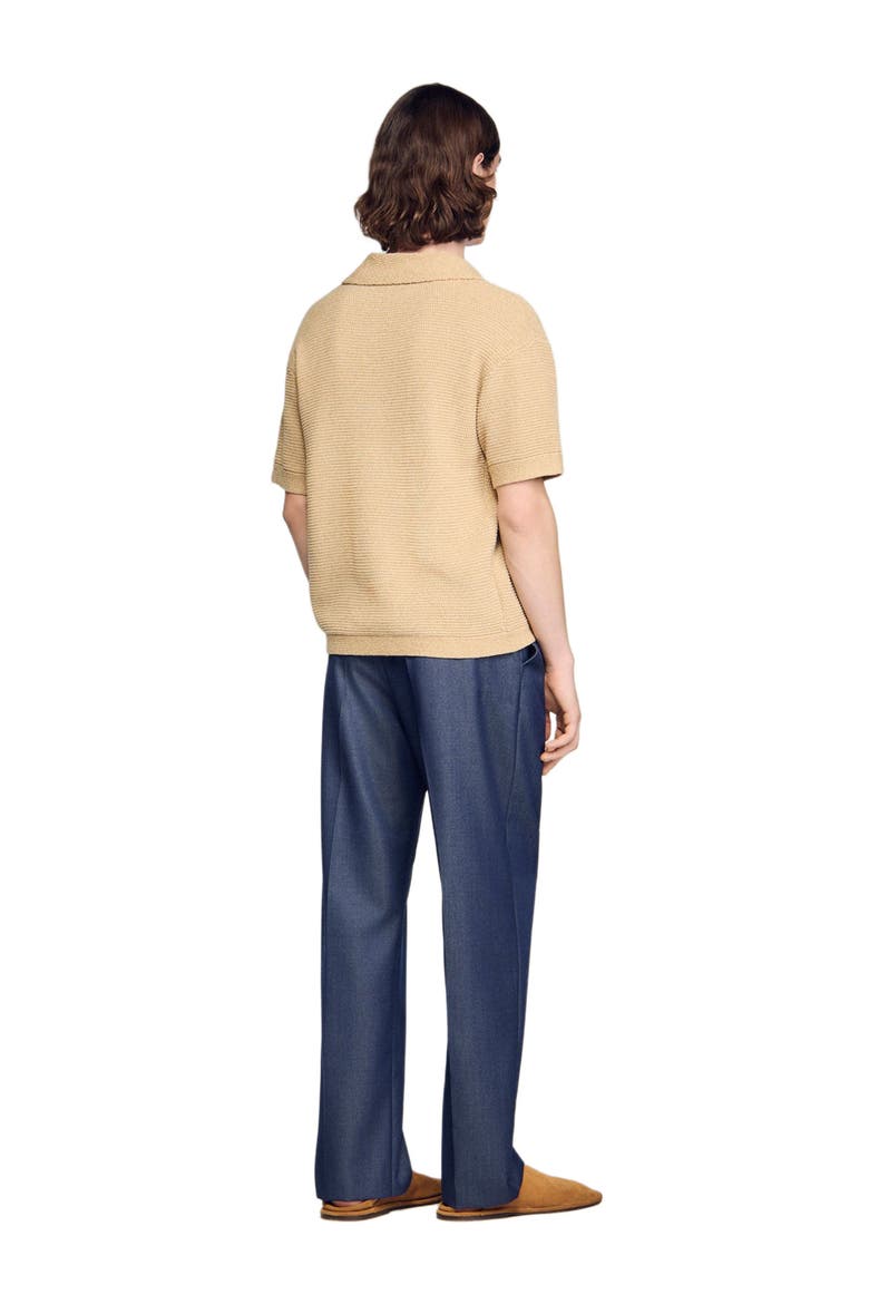 Jute-effect polo shirt, Alternate, color, Beige