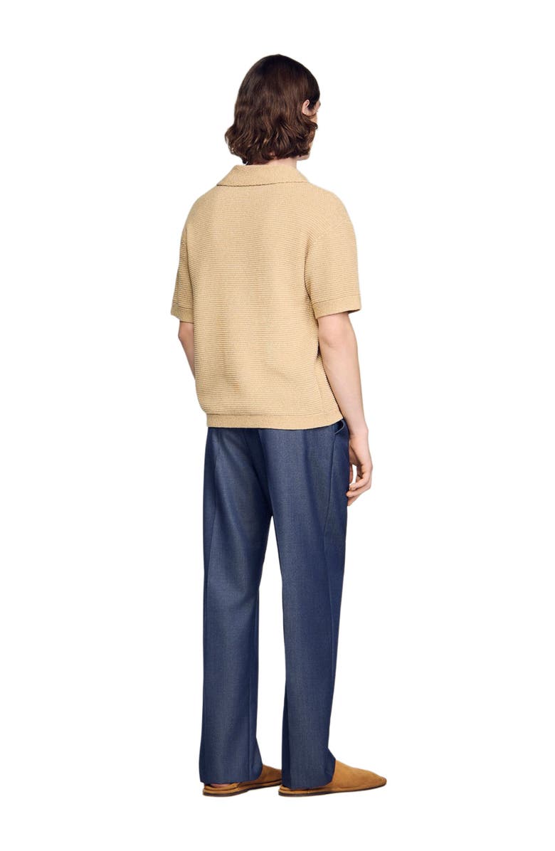 SANDRO Jute-effect polo shirt, Alternate, color, Beige