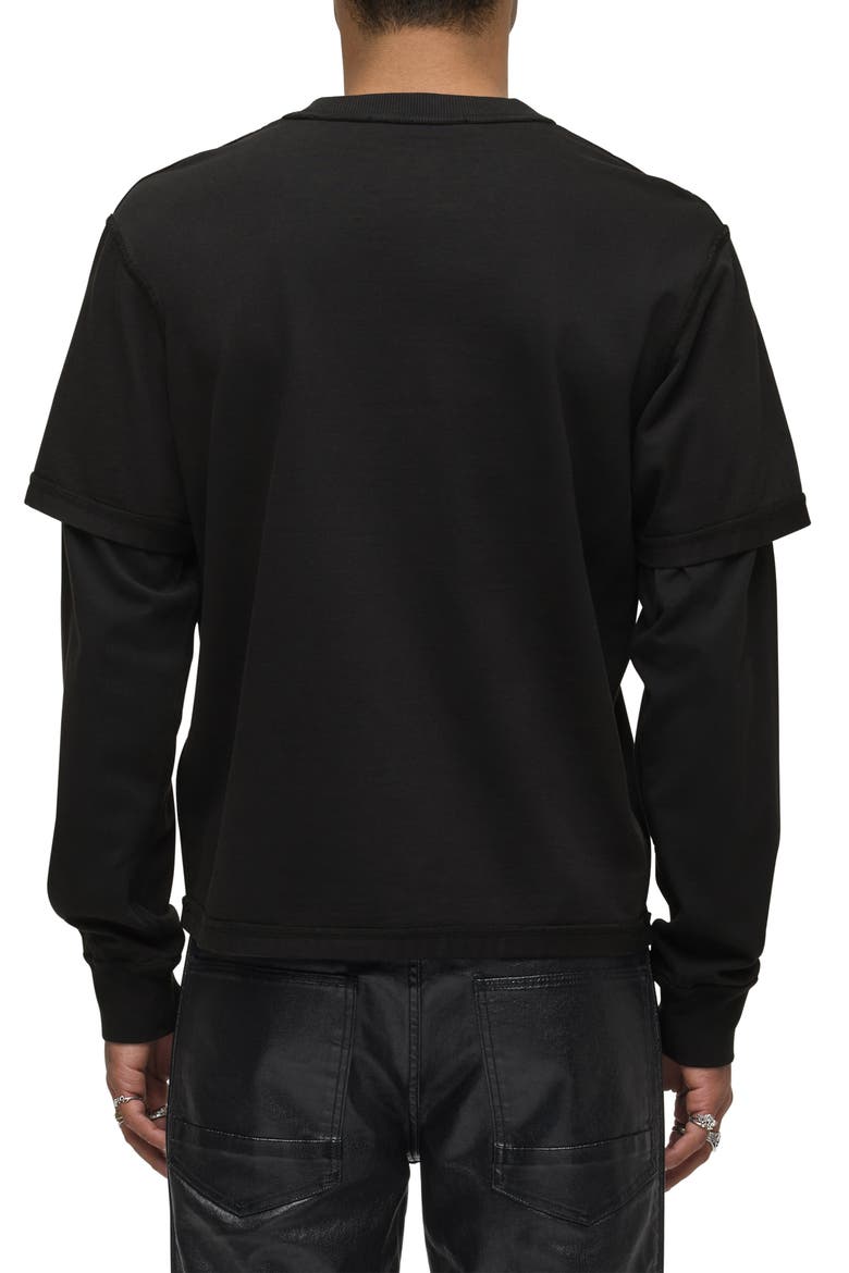 Hybrid Layered Long Sleeve Cotton T-Shirt, Alternate, color, FOREST BLACK