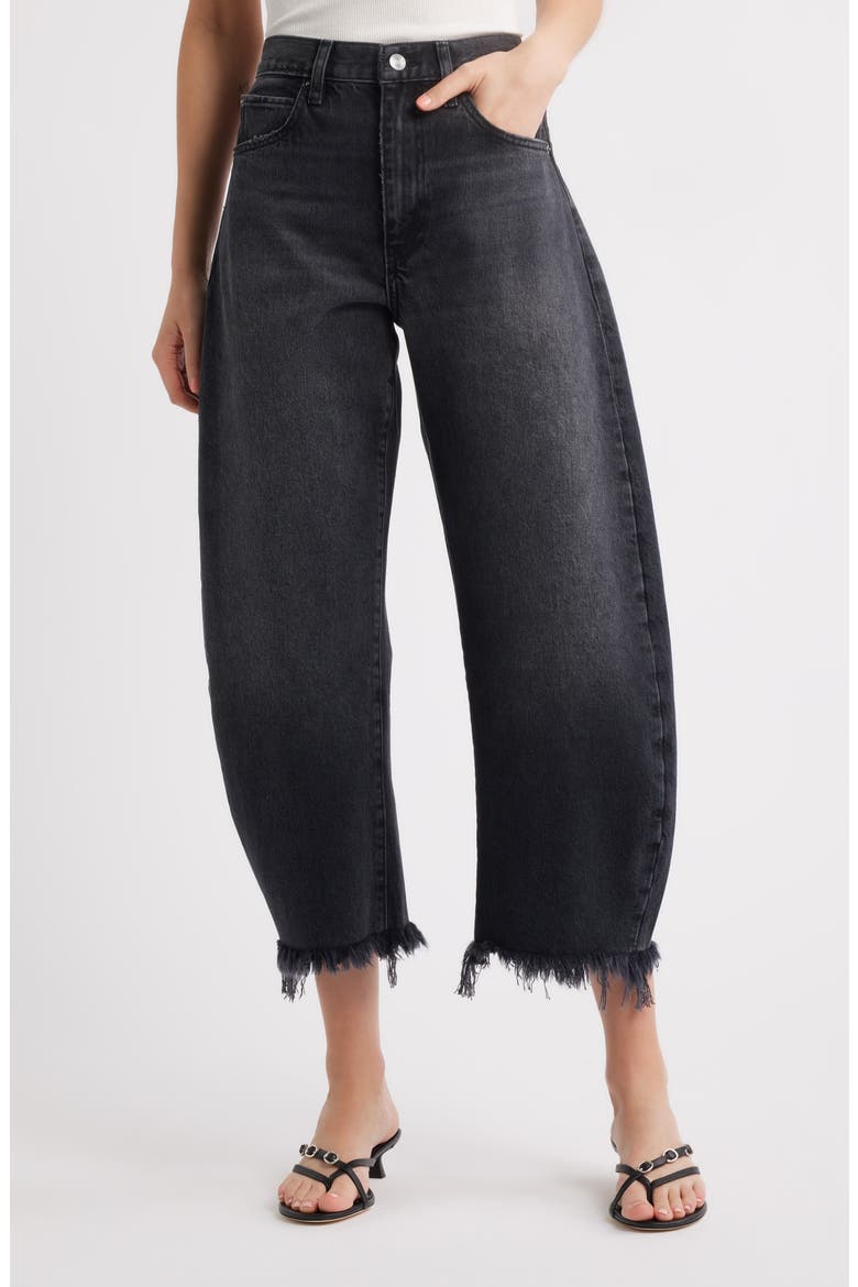The Bubble Raw Hem Crop Baggy Jeans, Main, color, LIMITLESS RAW FRAY