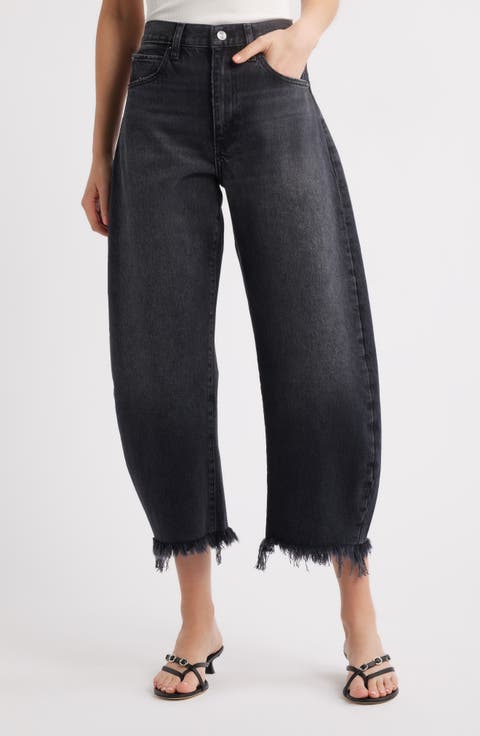 デニム・ジーパン FRAME Frame Woman's Le Crop Black Denim Jeans FRAME Women's Le Crop Flare Jeans, Noir Coated, Black, 32 at