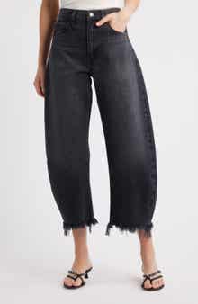 FRAME The Bubble Raw Hem Crop Baggy Jeans