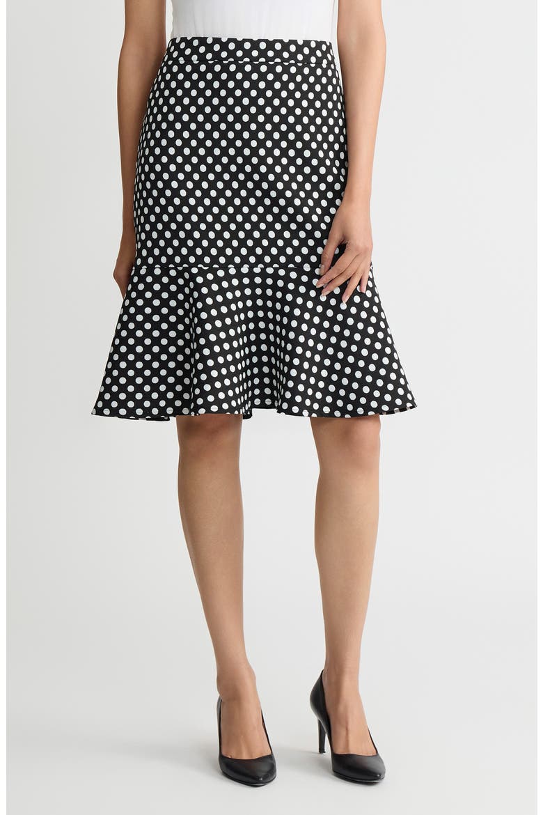 Flounce Hem Skirt, Main, color, BLACK/ LILY WHITE