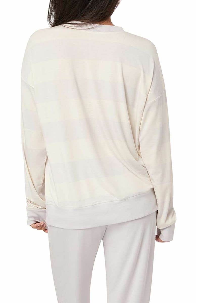 WeWoreWhat Oversized Long Sleeve Crewneck Top, Alternate, color, Cloudgry/Ivory