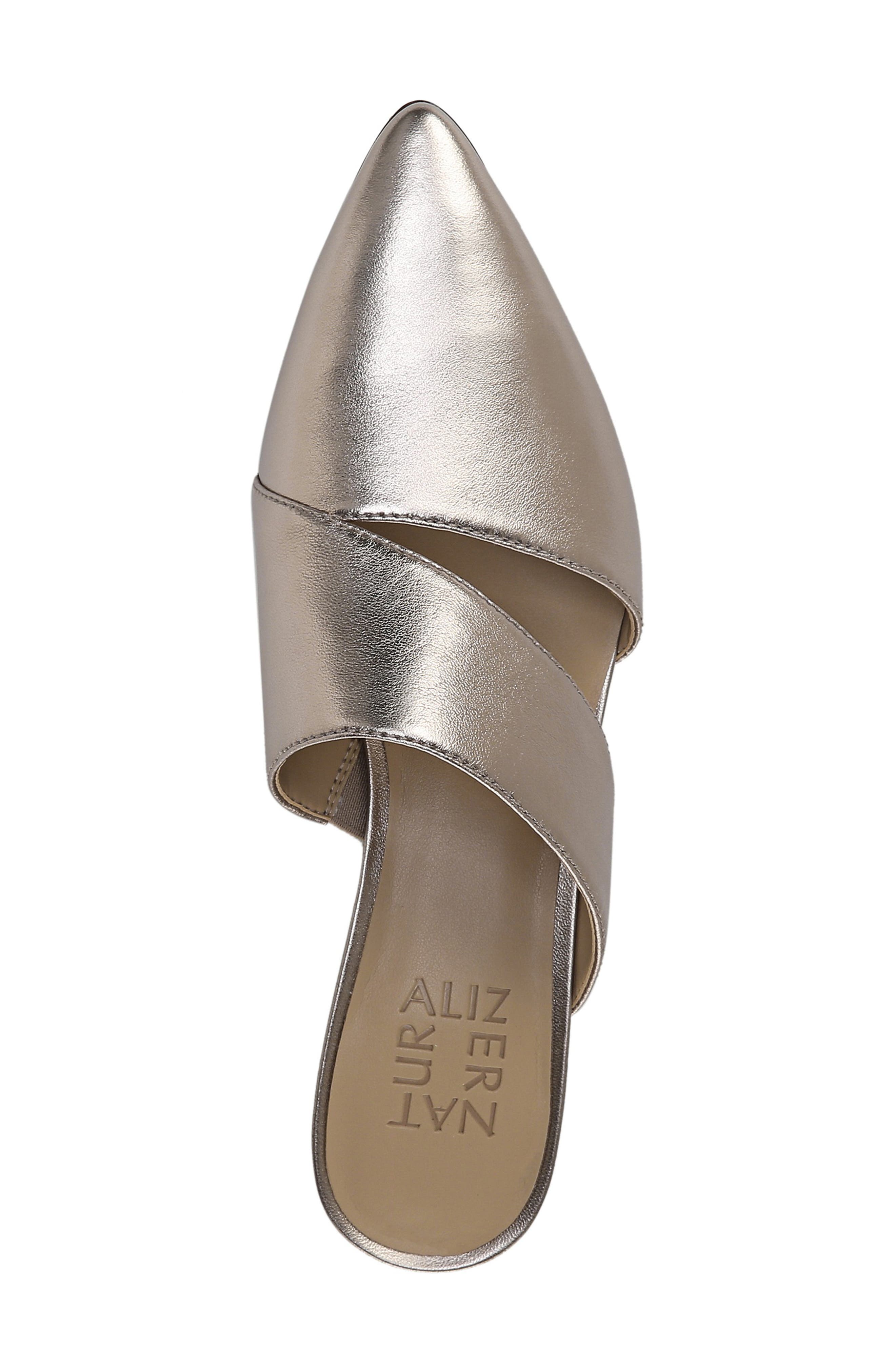 Bev Pointy Toe Mule, Alternate, color, LIGHT BRONZE METALLIC LEATHER