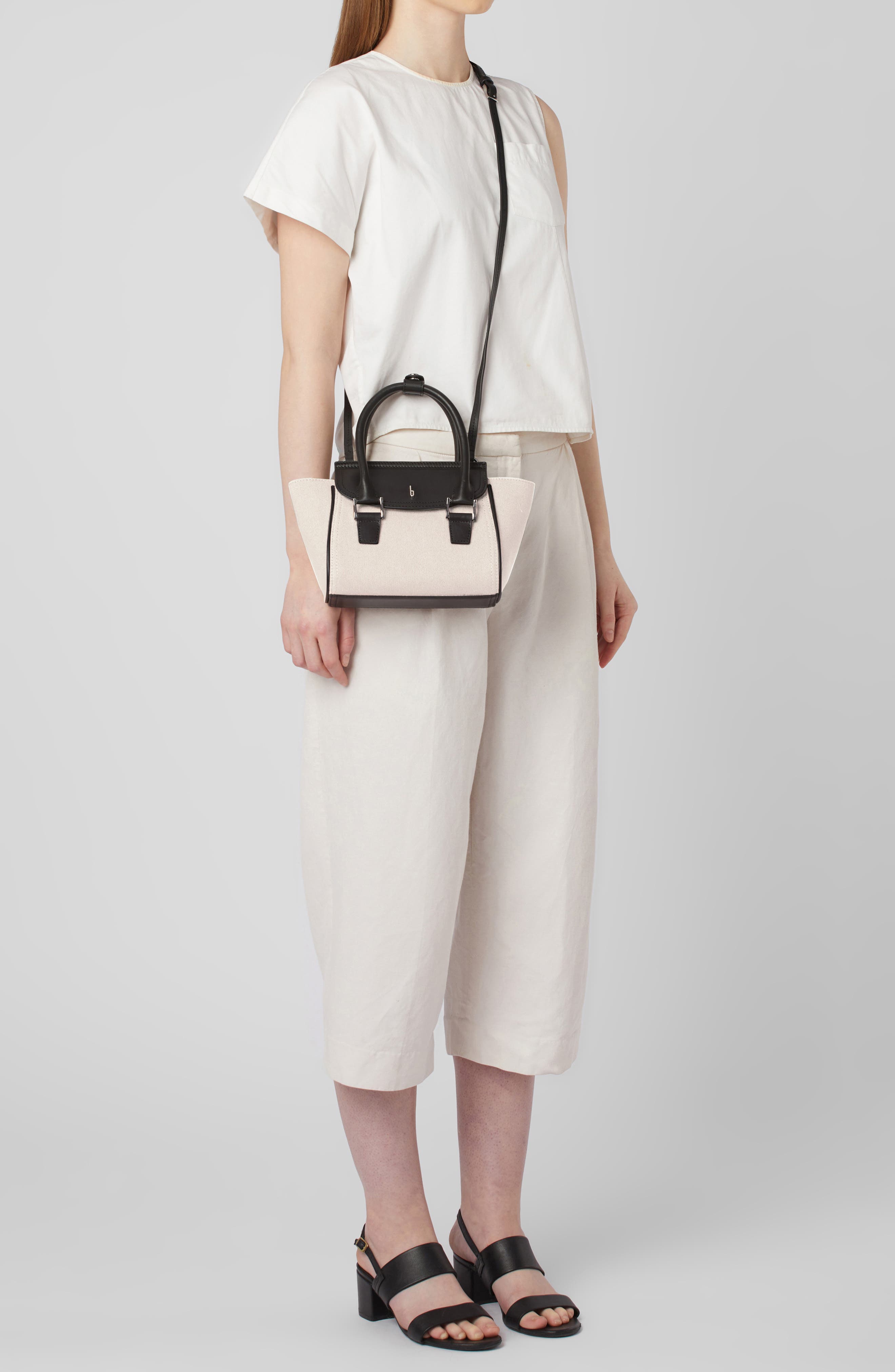 behno Mini Coco Canvas & Leather Satchel, Alternate, color, Sand/ Black