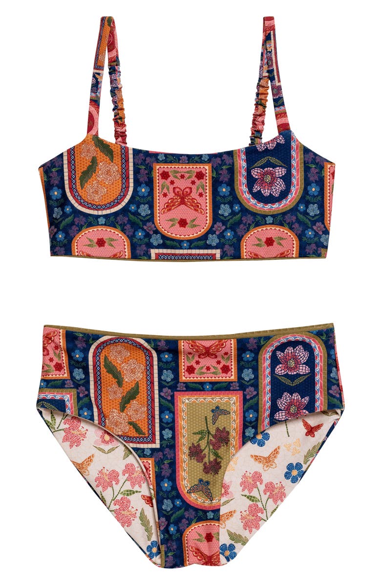 Agua Bendita Kids' Sky Reversible Two-Piece Swimsuit, Alternate, color, Ivory Multi