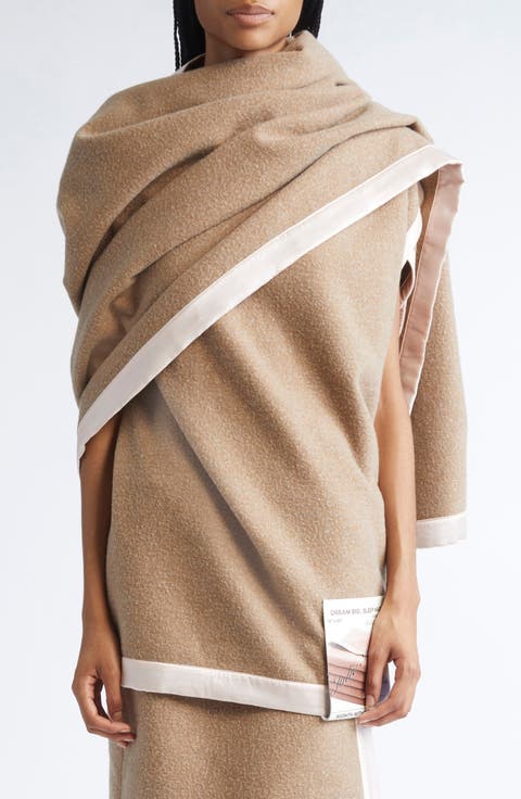 Mafel Asymmetric Wool Blend Wrap Top