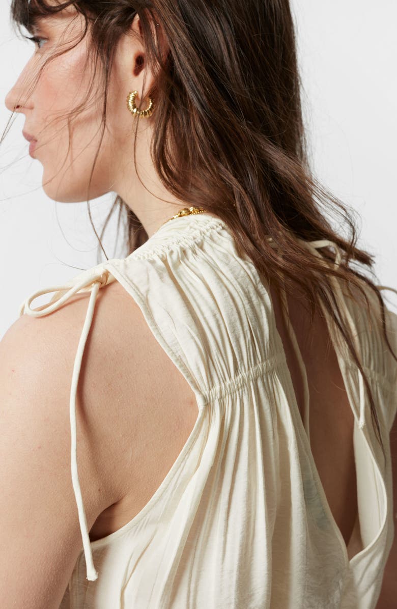 & Other Stories Drawstring Tie Shirred Waist Top, Alternate, color, White Dusty Light