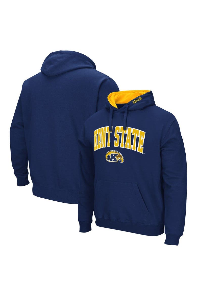 Men's Colosseum Navy Kent State Golden Flashes Arch and Logo Pullover Hoodie, Main, color, Navy
