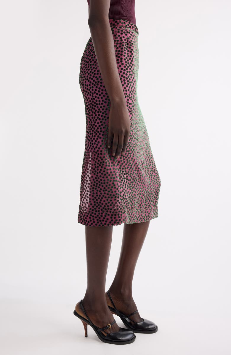 Dries Van Noten Sokna Burnout Polka Dot Skirt, Alternate, color, Dark Pink