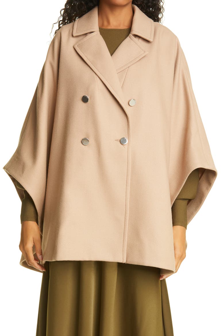 Donnata Double Breasted Wool & Cashmere Blend Cape, Main, color, CAMEL