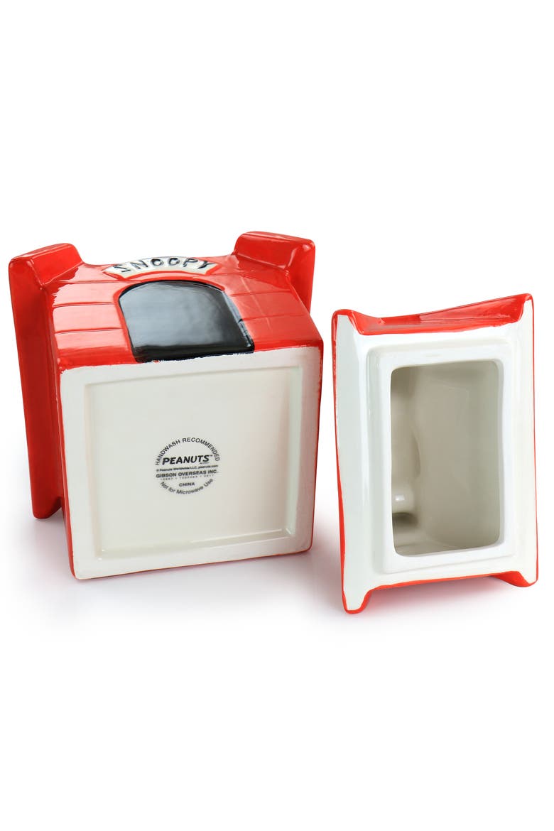 Classic Snoopy Dog House Durastone 11.2in Cooke Jar, Alternate, color, Red