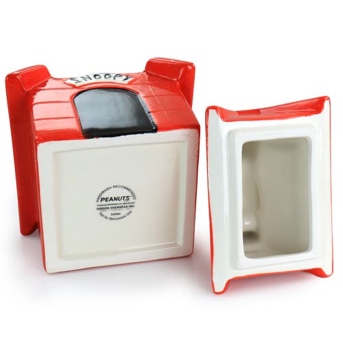 Gibson Classic Snoopy Dog House Durastone 11.2in Cooke Jar In Red