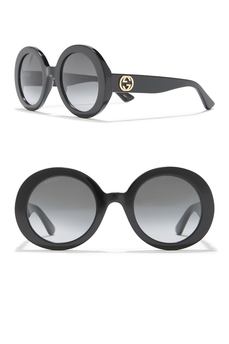 52mm Round Sunglasses, Alternate, color, BLACK BLACK GREY