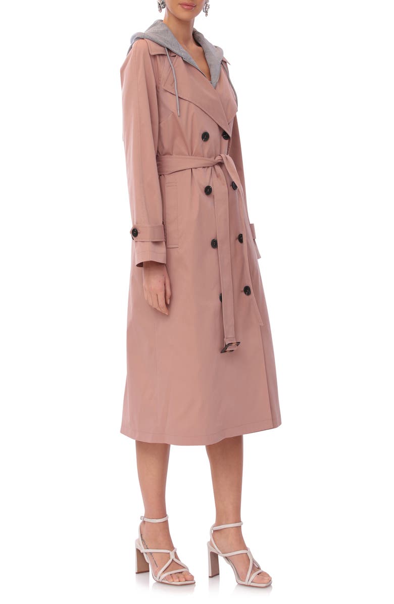 Avec Les Filles Double Breasted Hoodie Trench Coat, Alternate, color,