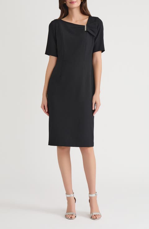 Asymmetric Neck Sheath Dress