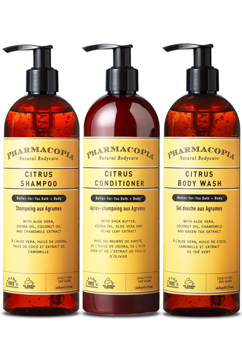 Citrus Shower Trio Bundle - Shampoo, Conditioner, Body Wash, Main, color, White