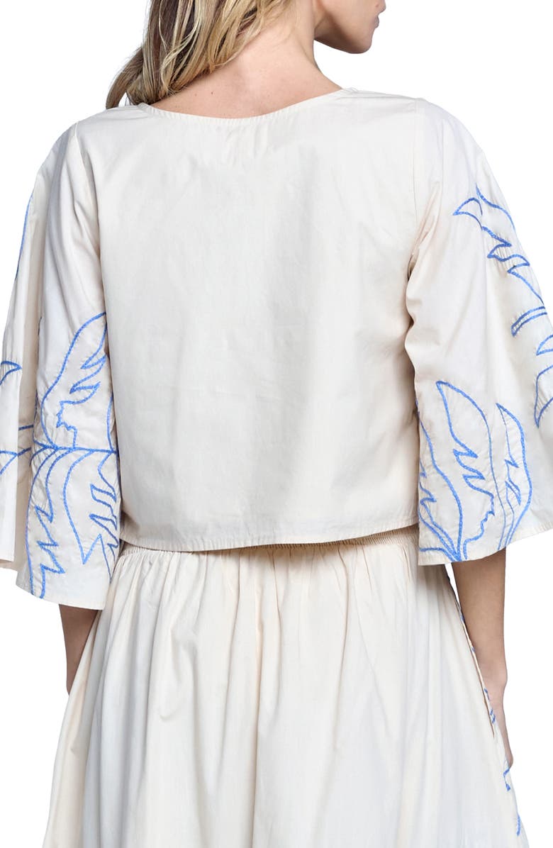 CIEBON Tyler Embroidered Cotton Top, Alternate, color, Taupe/ Blue