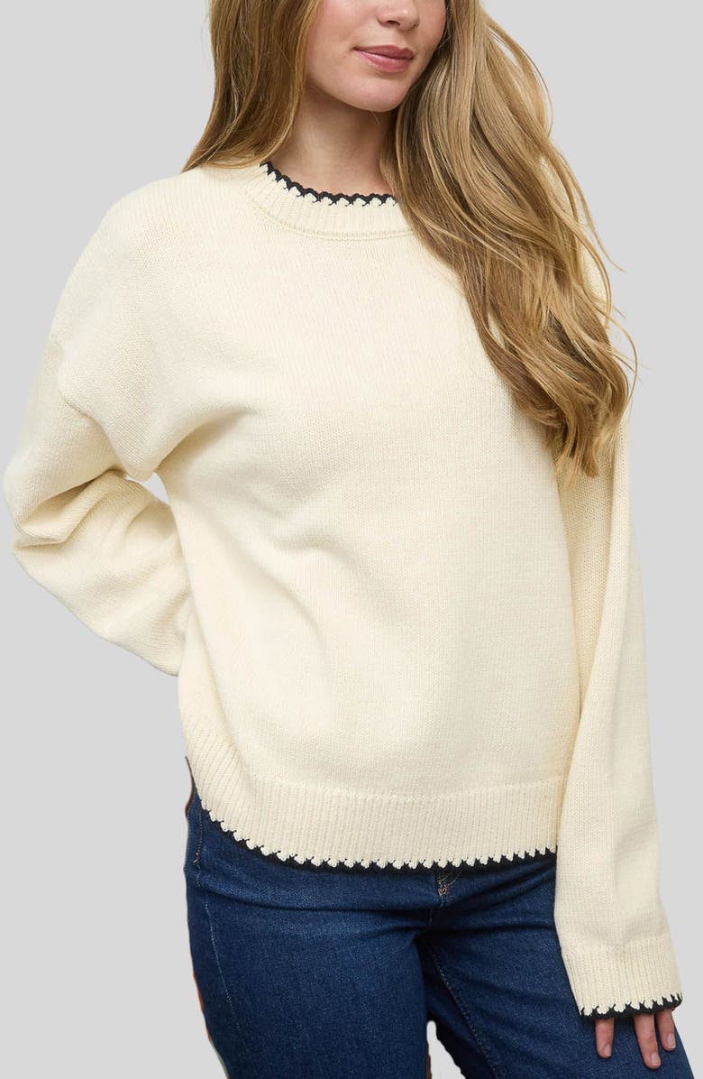 Blu Pepper Crewneck Cotton Blend Sweater, Alternate, color, Cream