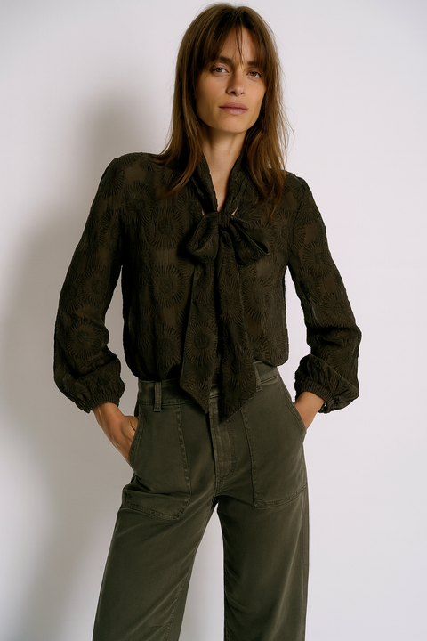 Floral Tie Neck Blouse