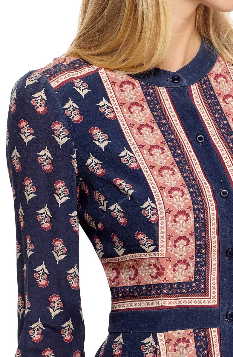 Gal Meets Glam Collection Print Button Front Long Sleeve Dress, Alternate, color,