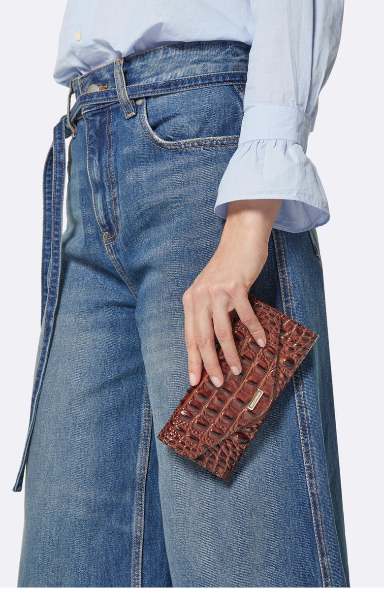 Brahmin Veronica Croc Embossed Leather Envelope Wallet, Alternate, color, 