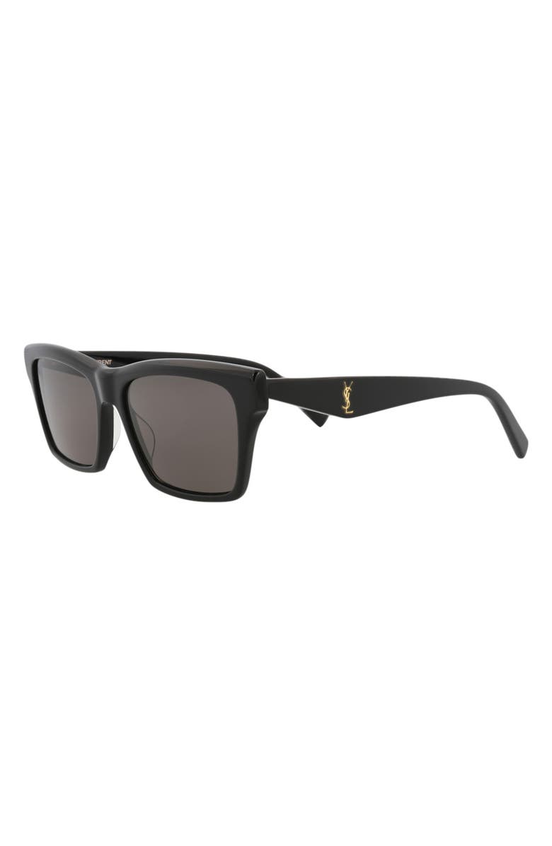 Saint Laurent 56mm Square Sunglasses, Alternate, color, Black Black Grey