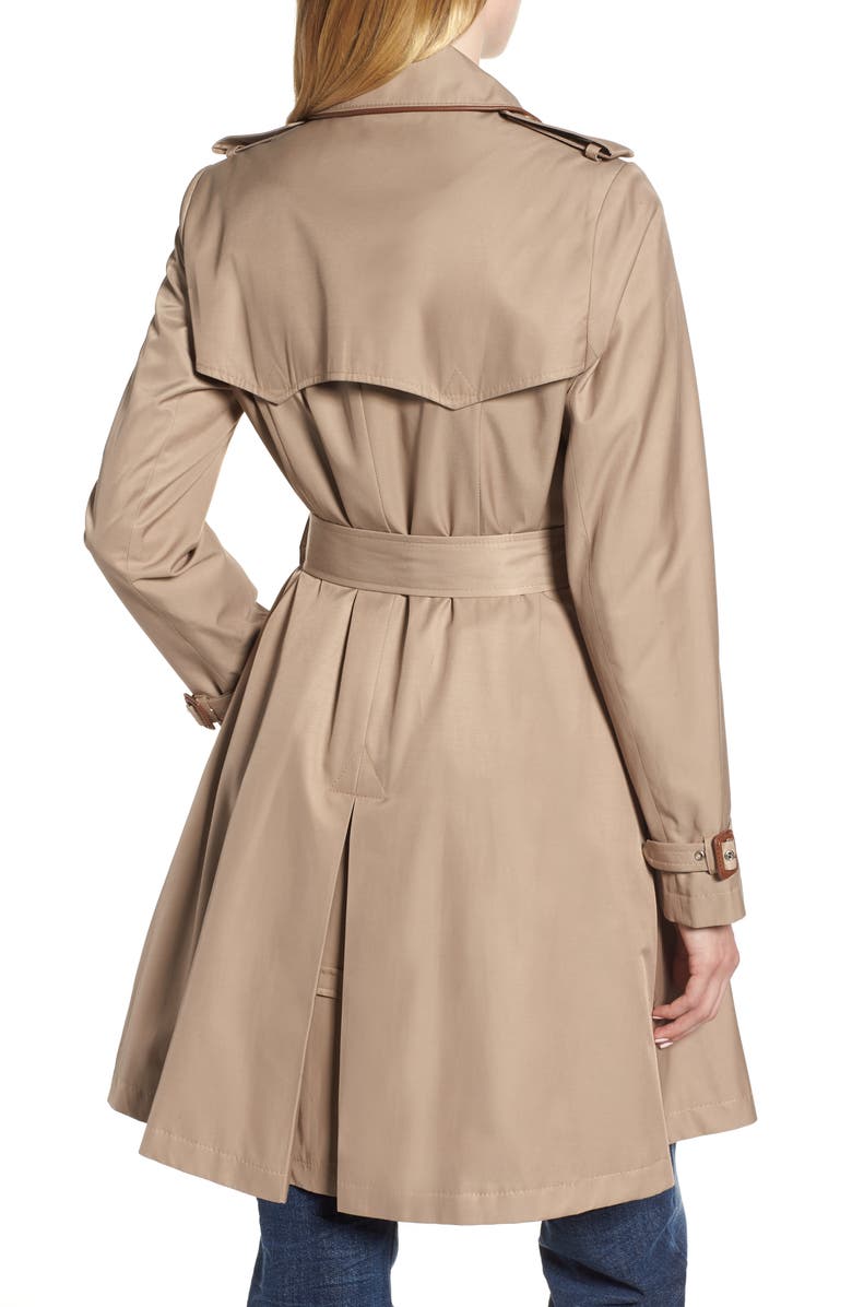 Lauren Ralph Lauren Faux Leather Trim Trench Coat, Alternate, color,