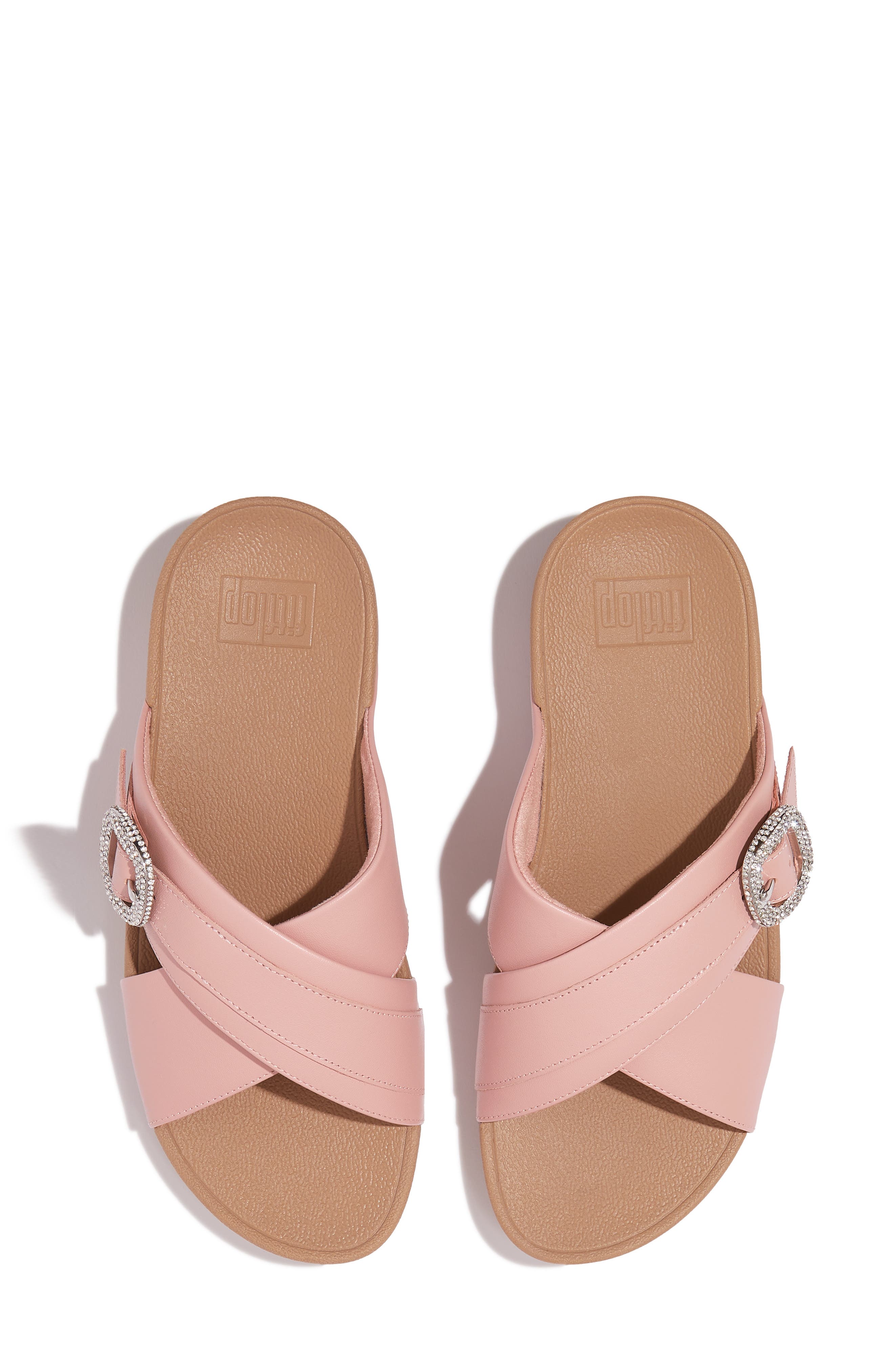 Lulu Crystal Buckle Platform Slide Sandal, Alternate, color, SOFT BLUSH