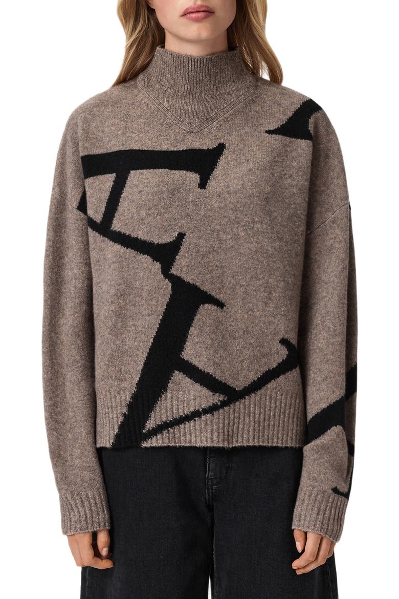 A Star Turtleneck Sweater, Main, color, DOE BROWN/ BLACK