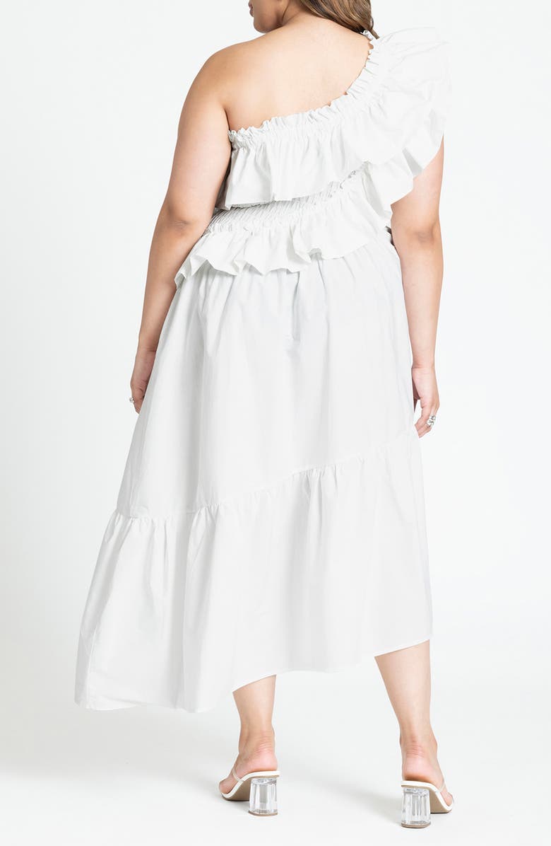 ELOQUII Ruffle One-Shoulder Maxi Dress, Alternate, color, 