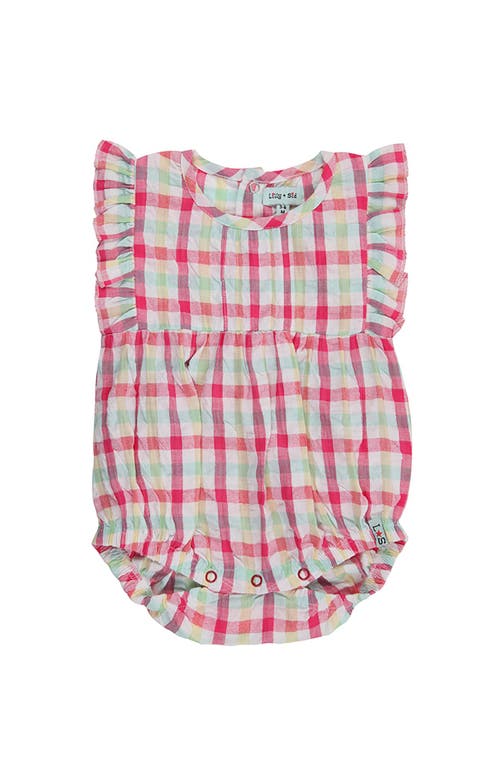 Lilly + Sid Organic Cotton Check Print Romper in Pink  product
