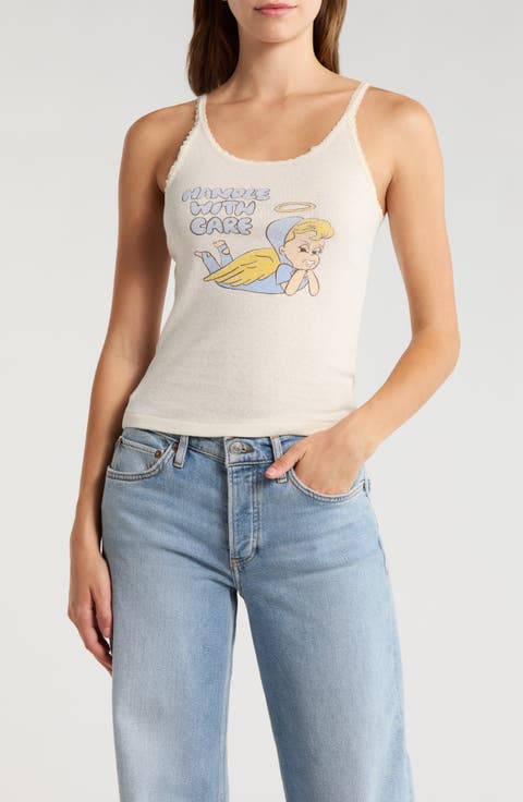 Lace Trim Graphic Camisole