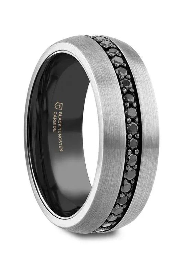 Pilot Black Sapphire Tungsten Ring, Main, color, Gunmetal / Black