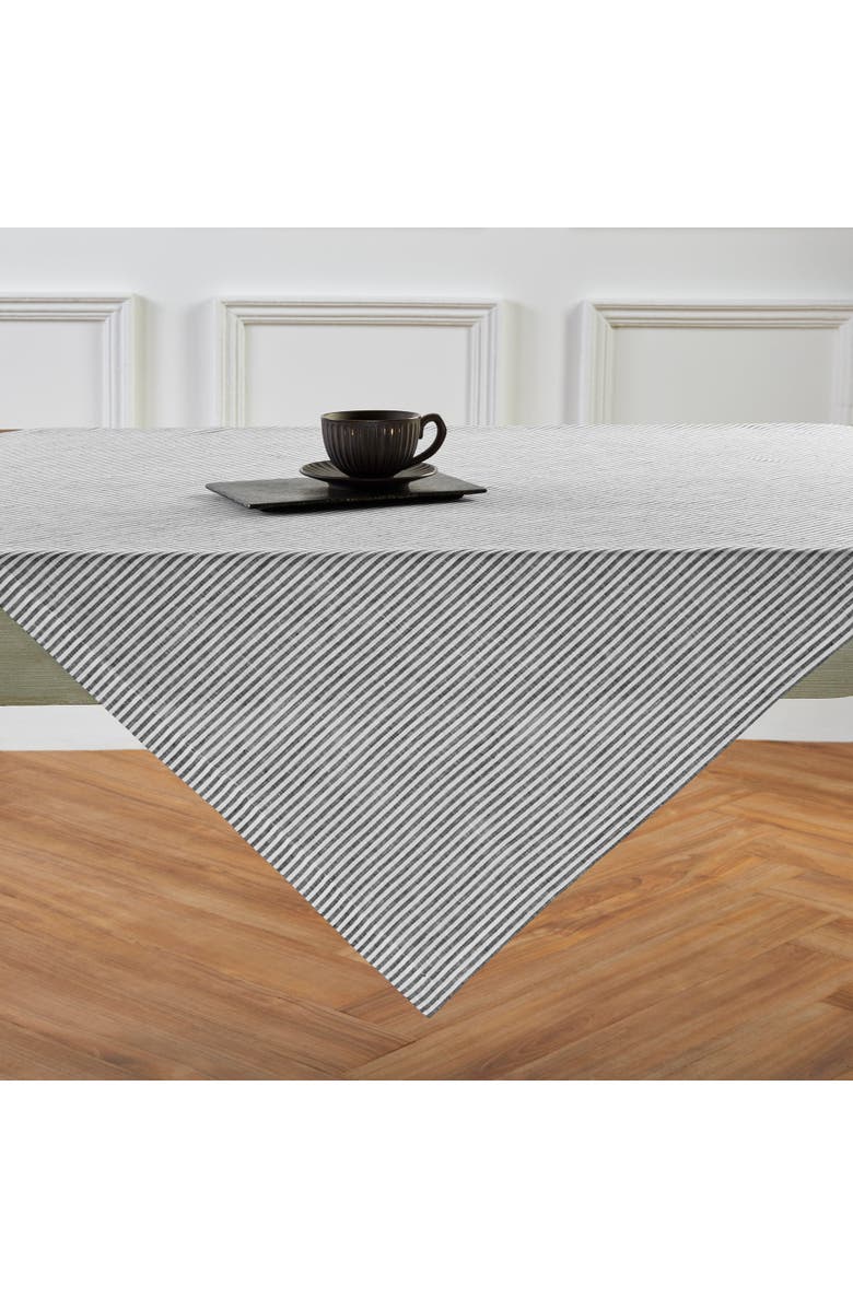 Solino Home Linen Table Throw - Narrow Stripe, 52" x 52", 52" x 52", Main, color, Black And White
