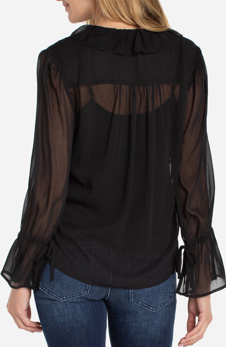 Liverpool Los Angeles Ruffle Front Sheer Shirt, Alternate, color,