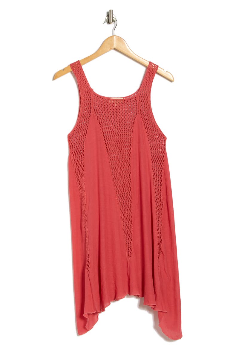 Sleeveless Knit Cover-Up Dress, Alternate, color, CORAL