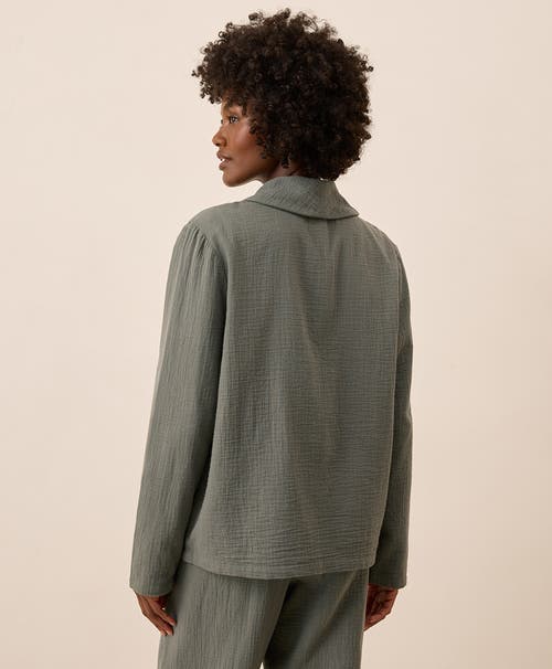 Pact Organic Cotton Coastal Double Gauze Lined Easy Jacket In Green