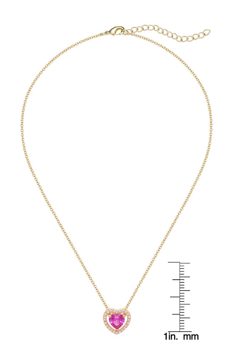 Lily Nily Kids' Cubic Zirconia Heart Halo Necklace, Alternate, color, Dark Pink