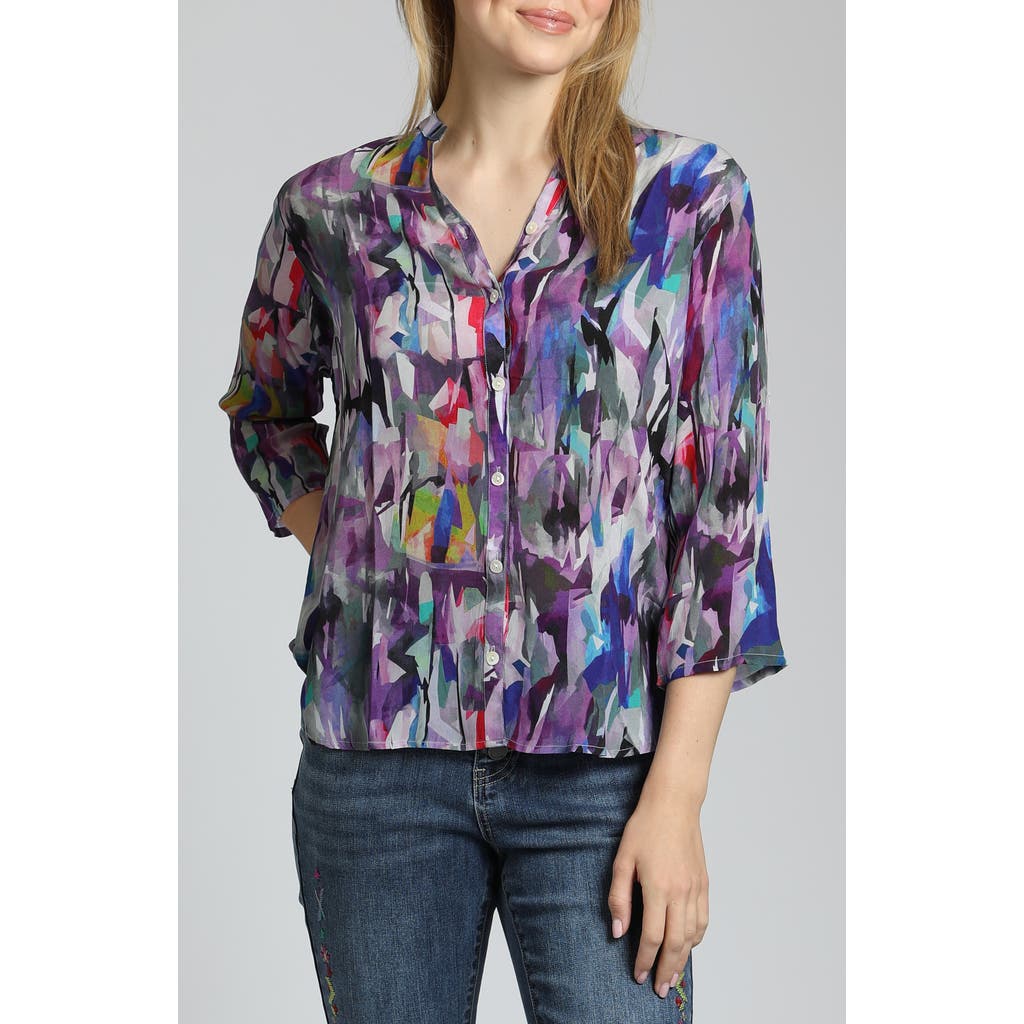 APNY Abstract Print Button-Up Shirt in Purple Multi  product