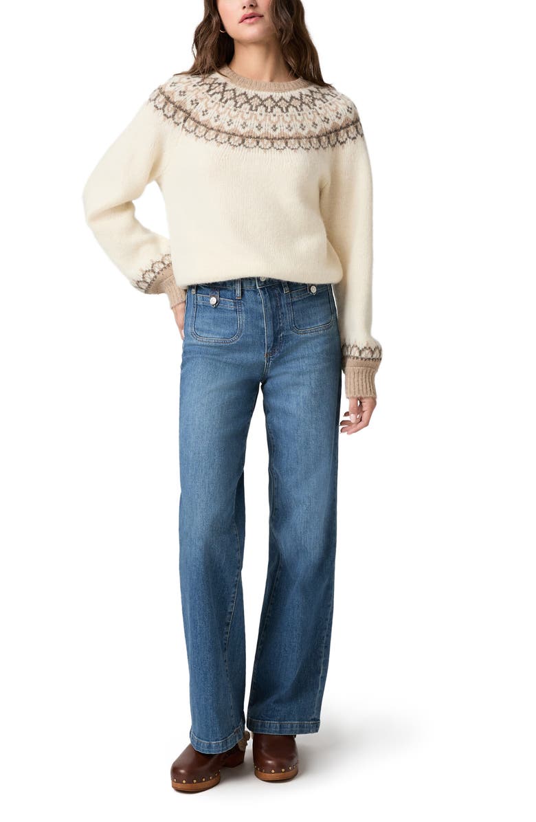 PAIGE Anessa Button Pocket High Waist Wide Leg Jeans, Alternate, color, Written