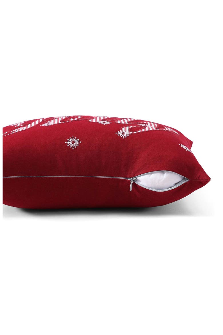 Holiday Marlin Velvet Decorative Pillow, Alternate, color, RED/ WHITE
