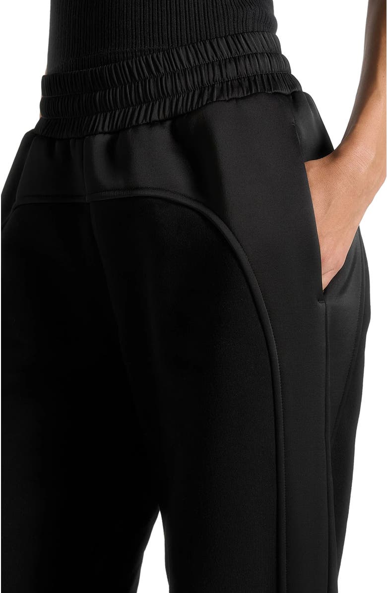 Manière De Voir Loula Jersey And Satin Joggers, Alternate, color, Black