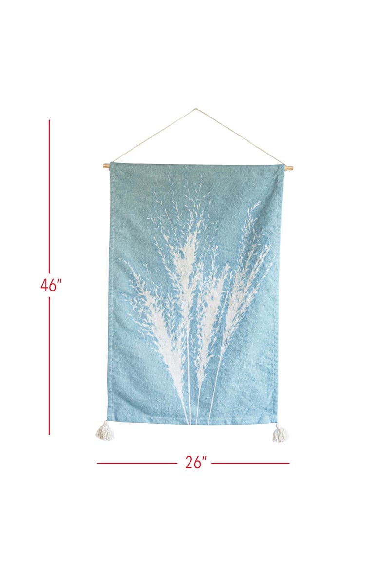 Foreside Home and Garden Pampas Grass Tapestry Blue Cotton, Alternate, color, Blue