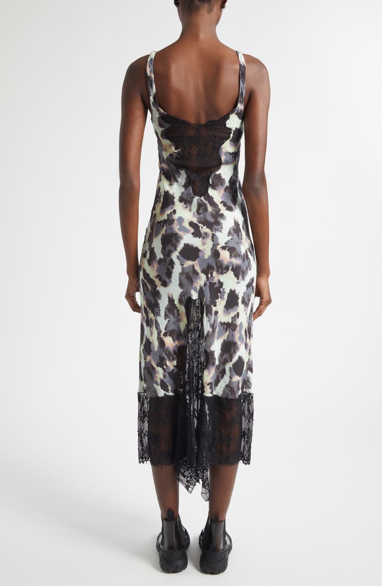 Collina Strada Stone Flower Drip Anemone Satin & Lace Tank Dress, Alternate, color, Snow Leopard