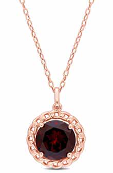DELMAR Garnet Halo Pendant Necklace