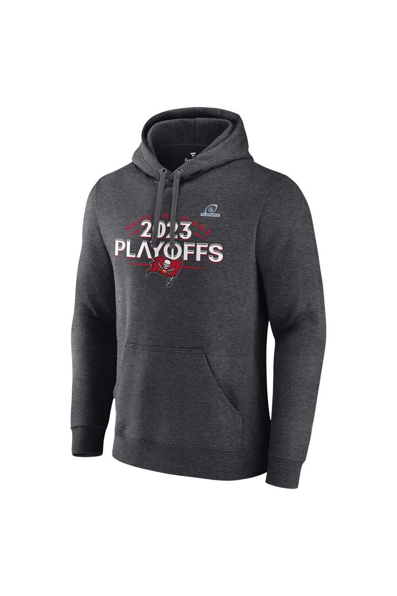 Men's Fanatics Branded Heather Charcoal Tampa Bay Buccaneers 2023 NFL Playoffs Fleece Pullover Hoodie, Alternate, color, Heather Charcoal