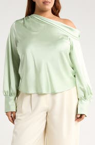Renee C Drop Shoulder Satin Top